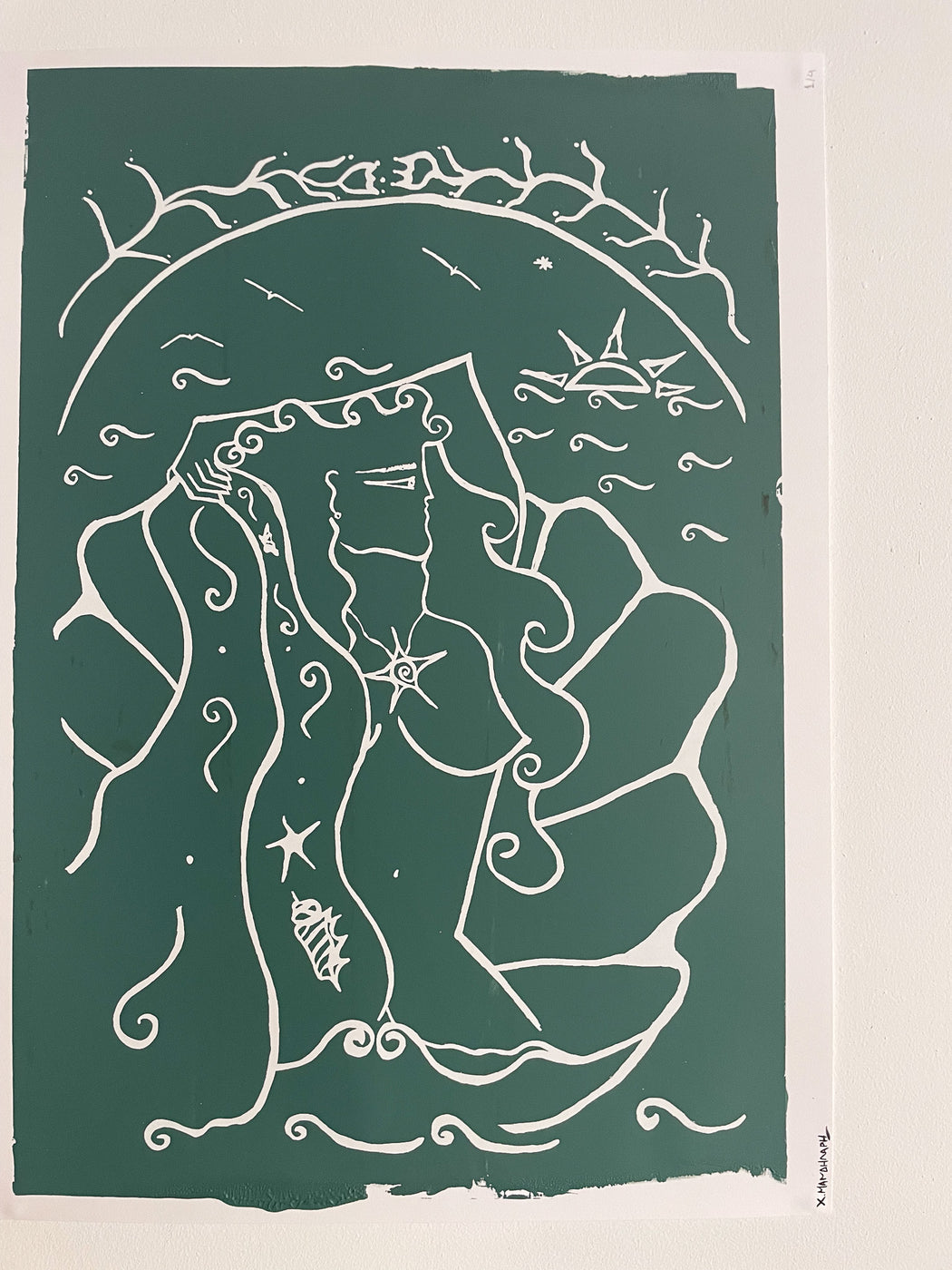 THE BIRTH OF VENUS - SILKSCREEN PRINT 50 X 70CM GREEN