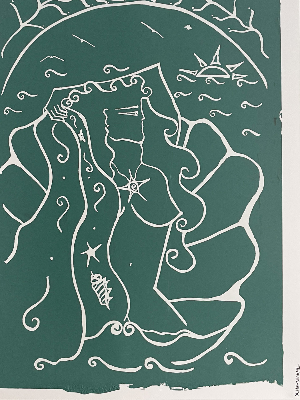 THE BIRTH OF VENUS - SILKSCREEN PRINT 50 X 70CM GREEN